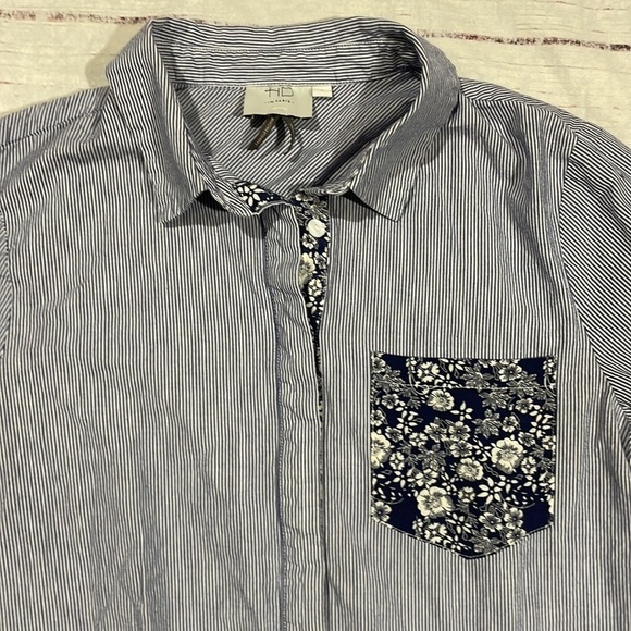Anthropologie HD in Paris Striped Floral Pocket Detail Button Front Top - Picture 4 of 10